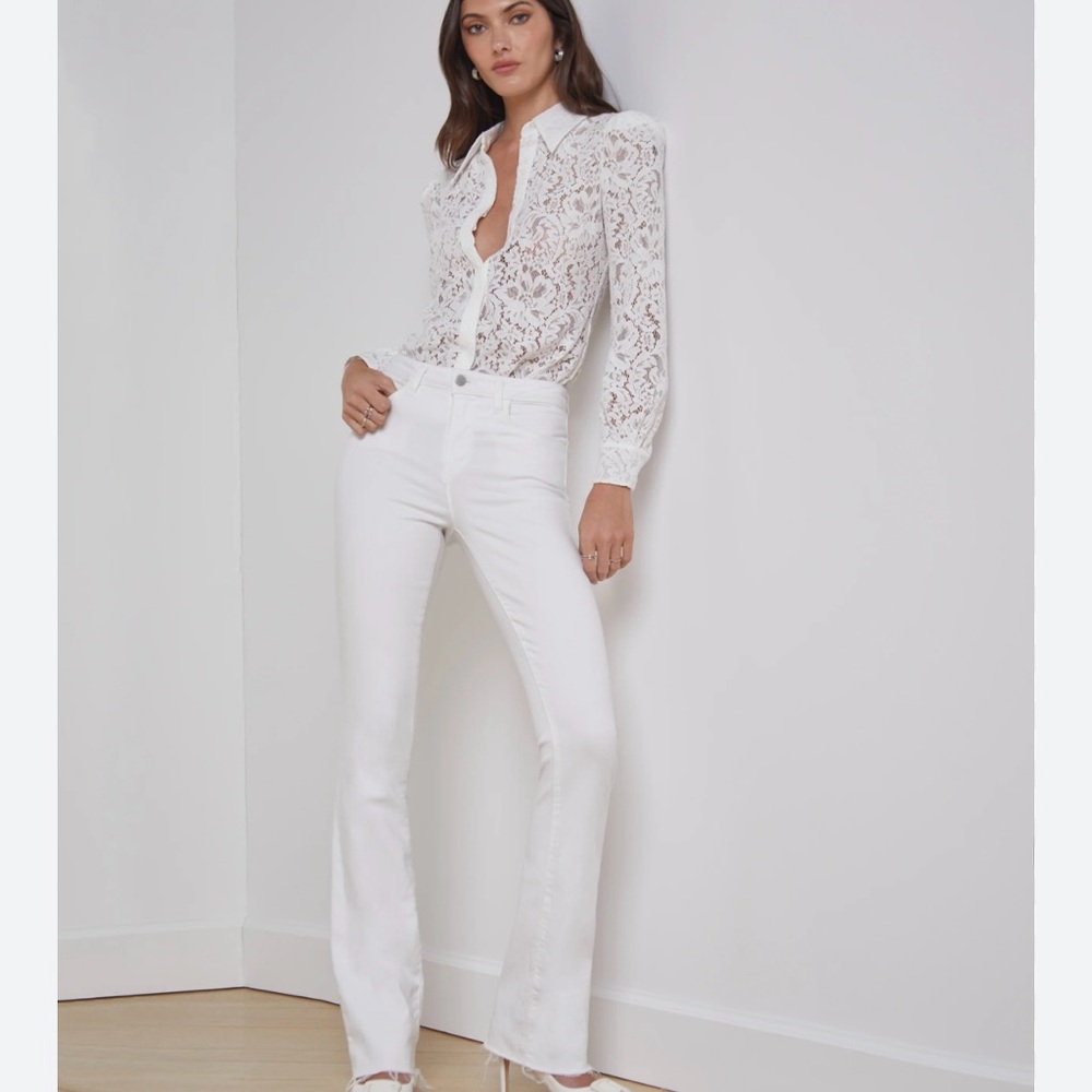 L’Agence Oriana high rise straight legs White Jeans size 25